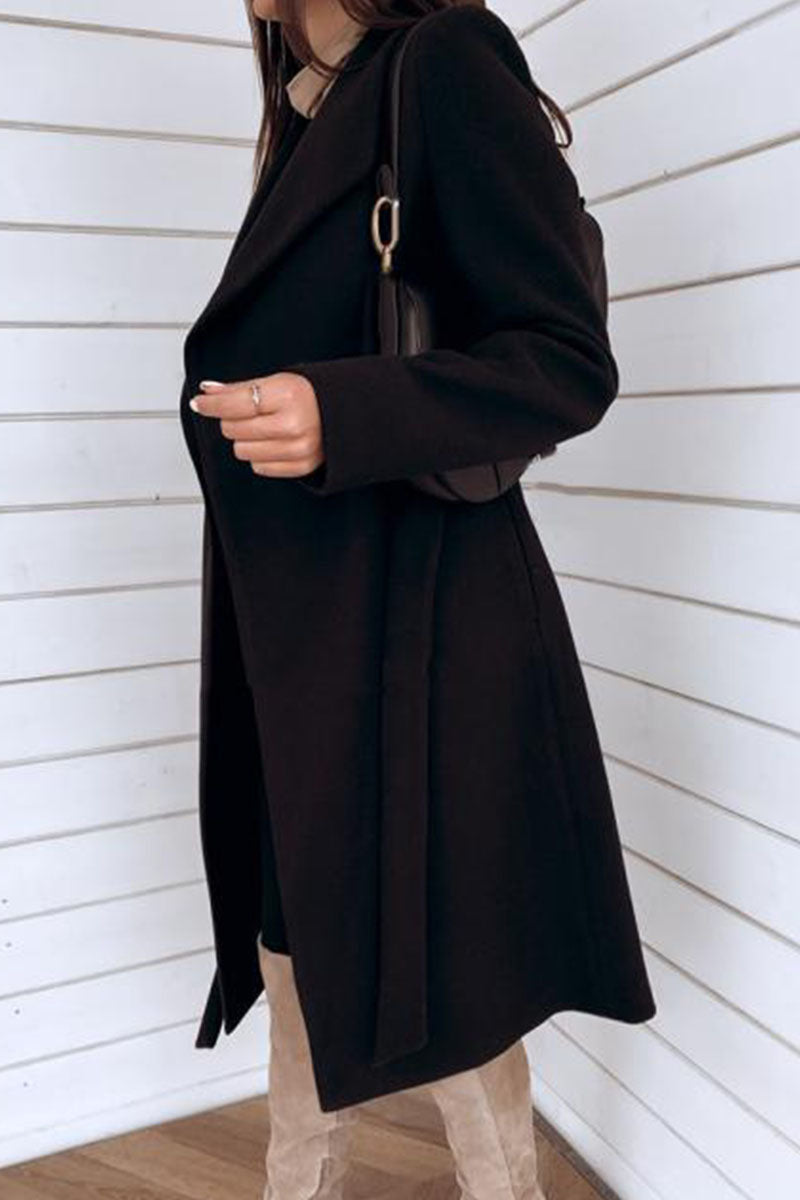 Cárdigan clásico liso, elegante y a la moda, con cuello vuelto (sin cinturón)