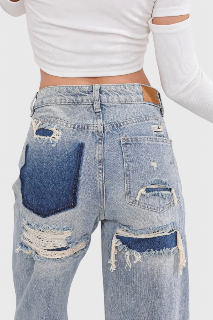 ROSA| Jeans Vintage Desgastados de Cintura Alta