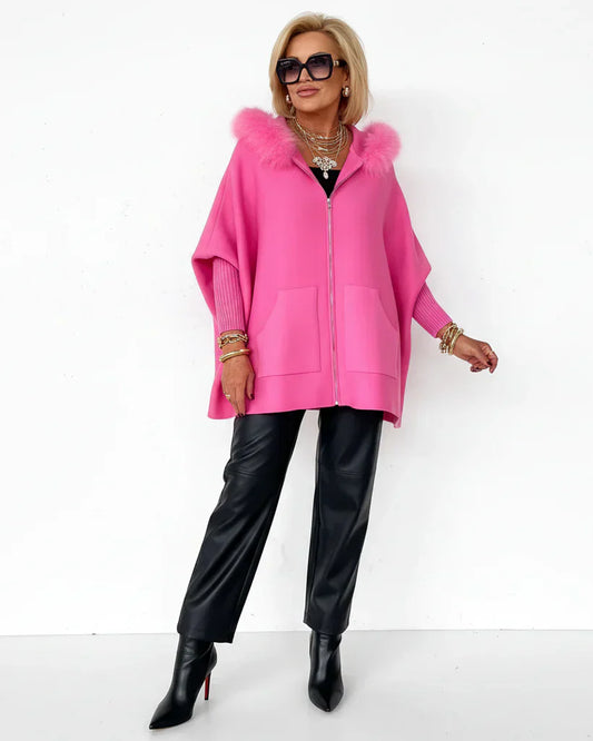 ELEN| Elegante chaqueta de mujer con cuello de piel