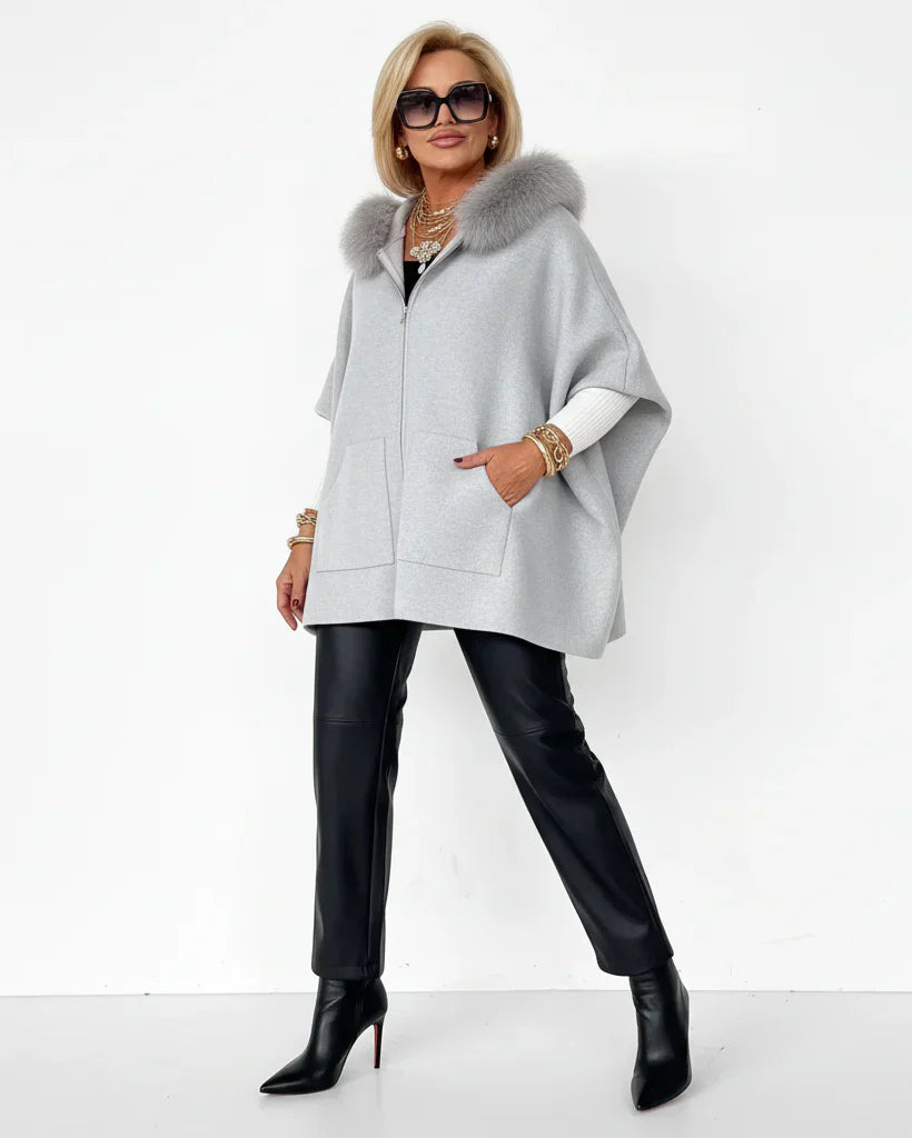 ELEN| Elegante chaqueta de mujer con cuello de piel