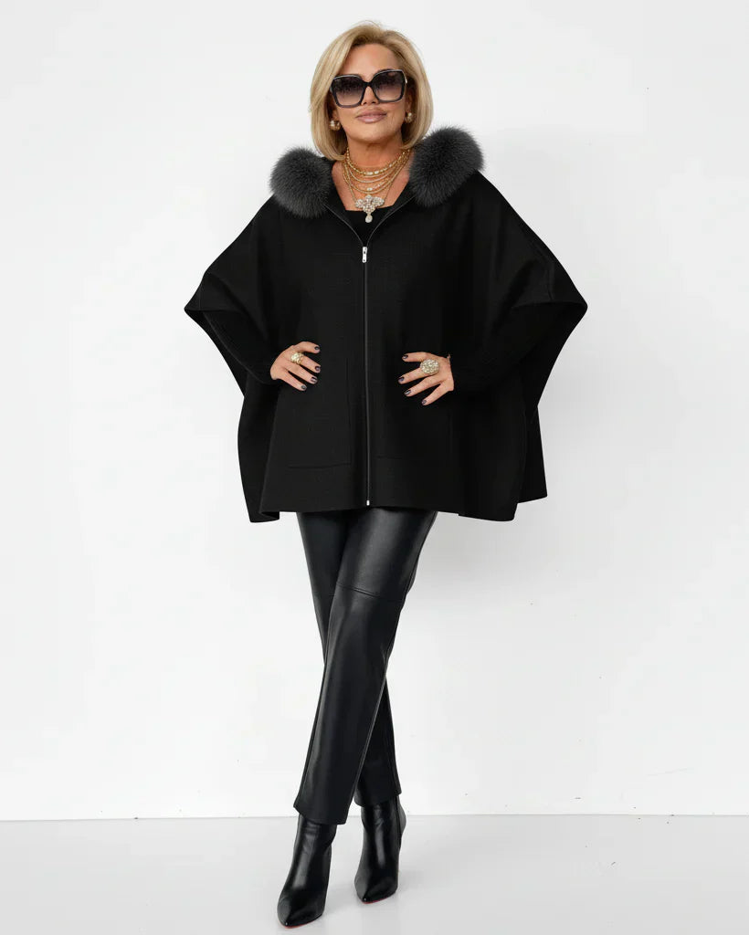 ELEN| Elegante chaqueta de mujer con cuello de piel