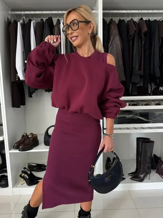 Sandra | Conjunto de dos piezas de vestido con mangas y top