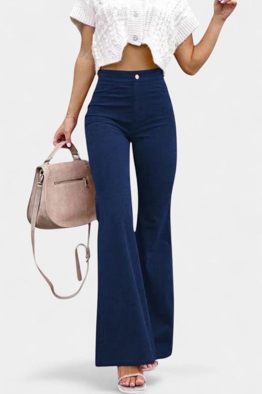 CLARA| Pantalones de Terciopelo de Pierna Ancha de Cintura Alta