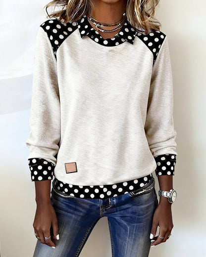 GELEN| Blusa de Lunares con Cuello de Camisa