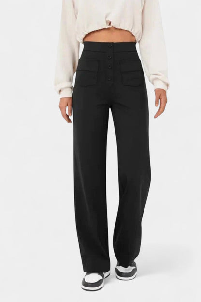 NURIA| Pantalones Rectos de Cintura Alta y Elasticidad