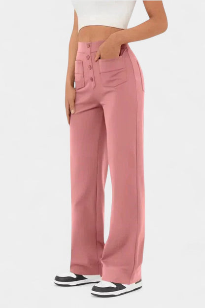 NURIA| Pantalones Rectos de Cintura Alta y Elasticidad