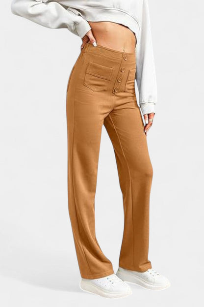 NURIA| Pantalones Rectos de Cintura Alta y Elasticidad