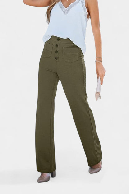 NURIA| Pantalones Rectos de Cintura Alta y Elasticidad