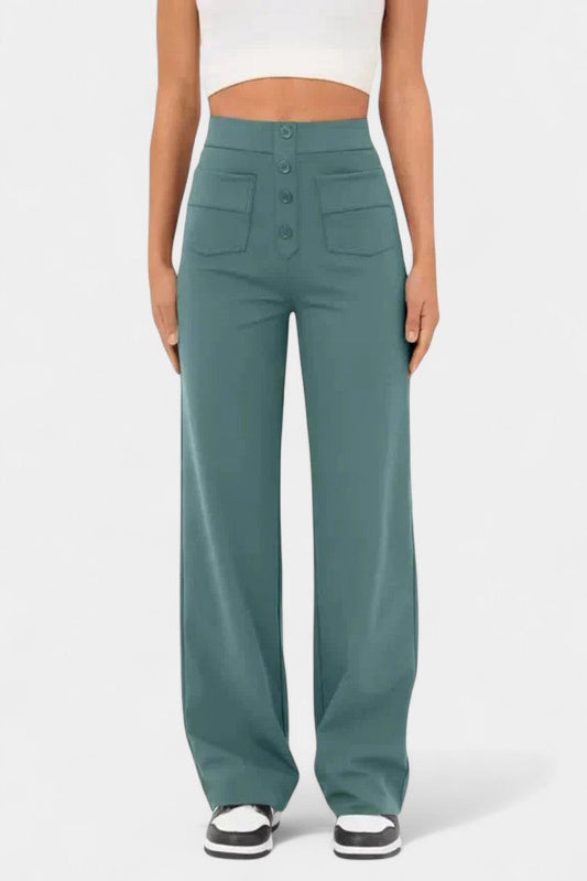 NURIA| Pantalones Rectos de Cintura Alta y Elasticidad