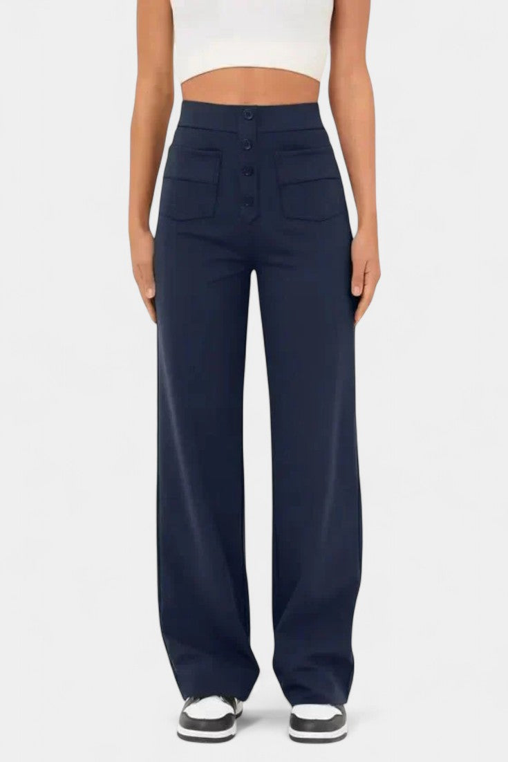 NURIA| Pantalones Rectos de Cintura Alta y Elasticidad