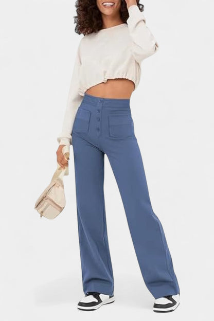 NURIA| Pantalones Rectos de Cintura Alta y Elasticidad